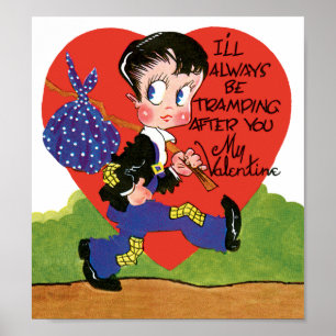 Oude knuffel Valentijnsdag, zwerverjongen hart Poster