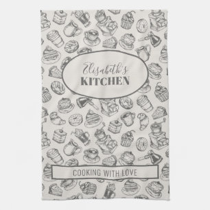 Oude koekjes patroon gepersonaliseerde naam  theedoek