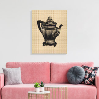 Oude koffiepot op canvas afdruk