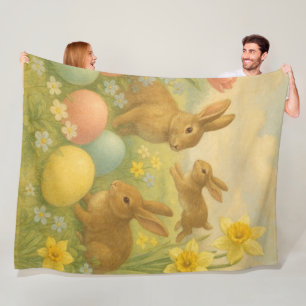 Oude Konijn Pasen Ei/Lente Fleece Deken