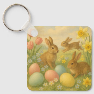Oude Konijn Pasen Ei/Lente   Sleutelhanger