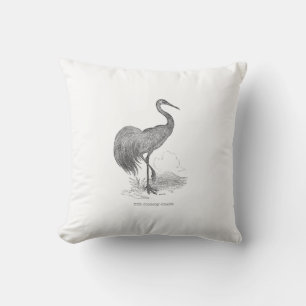 Oude kraanvogel pen en inkt tekening kussen