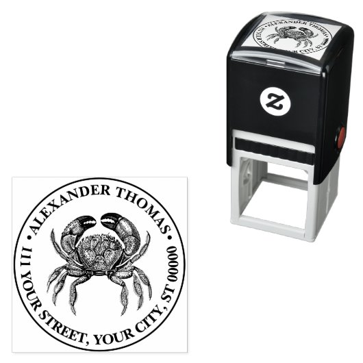 Oude Krab #1 Tekening Naam Retouradres  Zelfinktende Stempel (In situ)