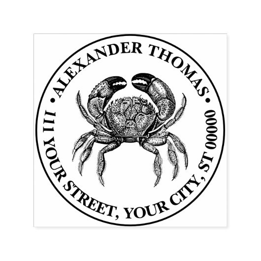 Oude Krab #1 Tekening Naam Retouradres  Zelfinktende Stempel (Design)