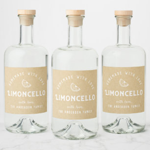 Oude Kracht zelfgemaakte met liefde Limoncello Likeurfles Etiket