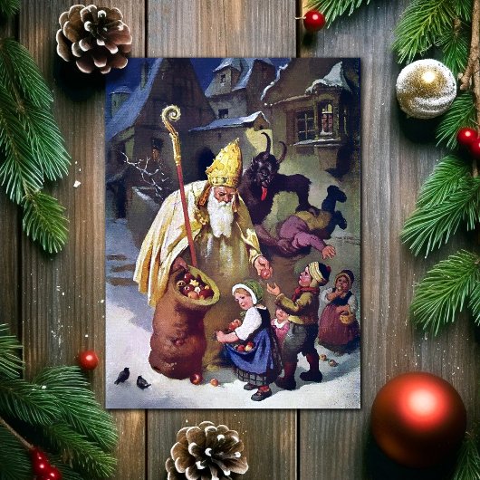 Oude Krampus Kerstkaart Feestdagen Kaart