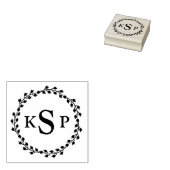 Oude krans 3-letter monogram initiaal 	rubberstempel (Gestempeld)