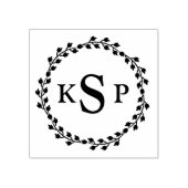 Oude krans 3-letter monogram initiaal 	rubberstempel (Afrduk)