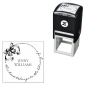 Oude krans lint aangepaste naam bibliotheekboeken  zelfinktende stempel (In situ)