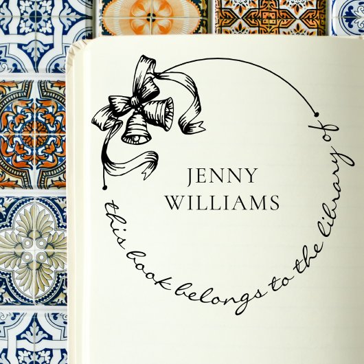 Oude krans lint aangepaste naam bibliotheekboeken  zelfinktende stempel