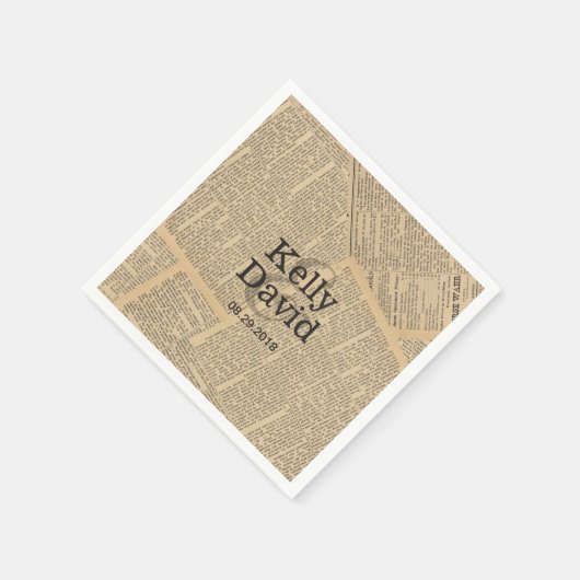  oude krant achtergrond bruiloft servetten (Hoek)