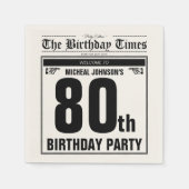  oude krant Custom 80th Verjaardagsfeest Servet (Voorkant)