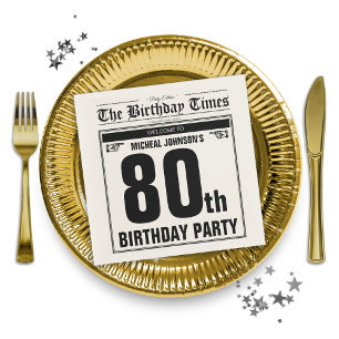 oude krant Custom 80th Verjaardagsfeest Servet