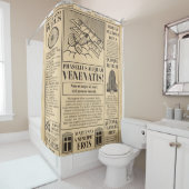 Oude krant . Krantenpapier met tekst a herstellen Douchegordijn (In situ)