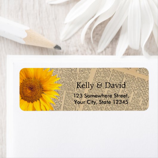 Oude Krant Land Zonnebloem Weddenschap Etiket (Insitu)