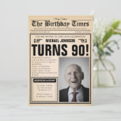 Oude krant Leuk Aangepaste foto 90ste verjaardagsf Kaart (Staand voorkant)