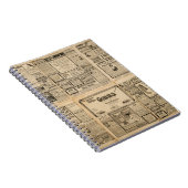 Oude krant:  papieren achtergrond. notitieboek (Rechterzijde)