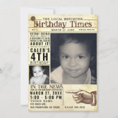  Oude Krantenkrant Birthday Times 2 Foto Kaart (Voorkant)