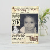  Oude Krantenkrant Birthday Times 2 Foto Kaart (Staand voorkant)