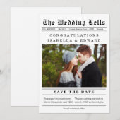 Oude krantenstijl trouwkaart Save the Date (Voorkant / Achterkant)