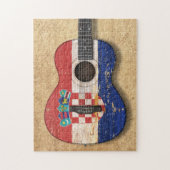 Oude Kroatische vlag Akoestische gitaar Legpuzzel (Verticaal)