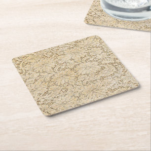 Oude kroeslantaarn Floral Pattern + jouw ideeën Vierkante Kartonnen Onderzetter