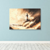 Oude kunststofschilders voor vuurtoren canvas afdruk (Insitu (Houten vloer))