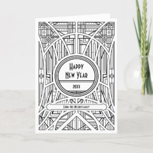 Oude kunstwerken deco Happy Nieuwjaar Feestdagen Kaart