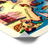 Oude kustkaart van Massachusetts Poster (Hoek)