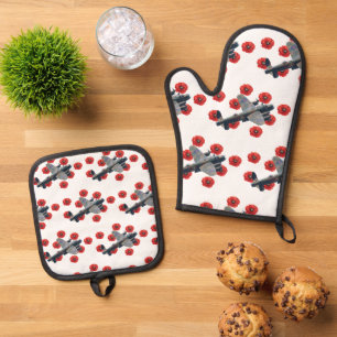 Oude Lancaster tussen rode klaprozen Ovenwant & Pannenlap Set