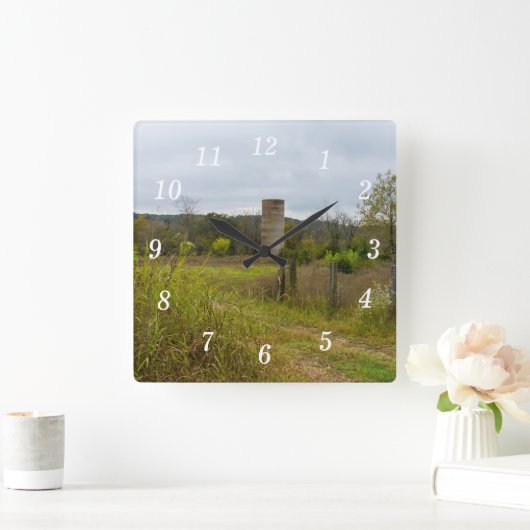 Oude Land Silo Landschap Wandklok Vierkante Klok (Huis)