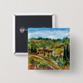 OUDE LANDBOUW IN CHIANTI-TUSCANY VIERKANTE BUTTON 5,1 CM (Voorkant /achterkant)