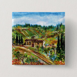 OUDE LANDBOUW IN CHIANTI-TUSCANY VIERKANTE BUTTON 5,1 CM