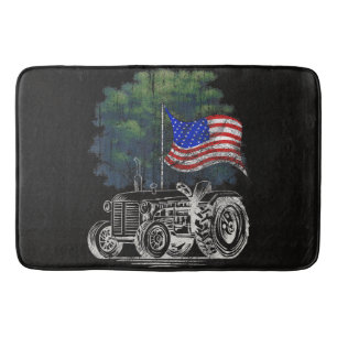Oude Landbouw Tractor Amerikaanse Vlag Patriotisch Badmat