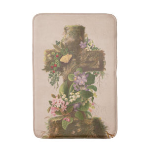 Oude landelijke bloemenkruis, Pasen kaart, Badmat