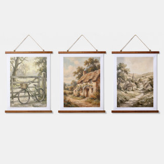 Oude landelijke boerderij landschap olieverfschild hangend wandkleed