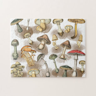Oude landelijke bos paddenstoelen legpuzzel