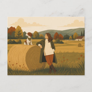 Oude landelijke omgeving met Brittany Spaniel Briefkaart