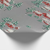 Oude Landelijke Winterdorp Rode Huizen Kerk Cadeaupapier (Hoek)