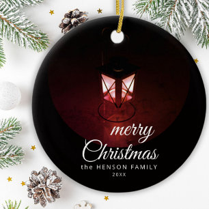 Oude lantaarn Light Merry-kersttijdserie Keramisch Ornament