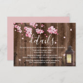 Oude Lantaarn Roze Bloemige Trouwdetails Kaart (Voorkant / Achterkant)