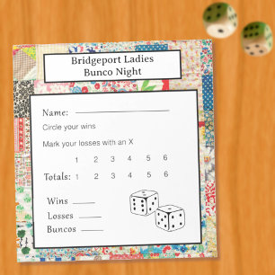 Oude Lapjeswerk Bunco-avond Notitieblok