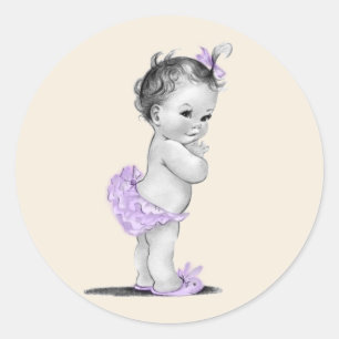 Oude lavendel paarse baby shower stickers