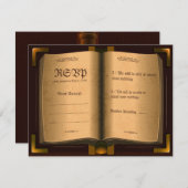 Oude lederen boek RSVP-bruiloft RSVP Kaartje (Voorkant / Achterkant)