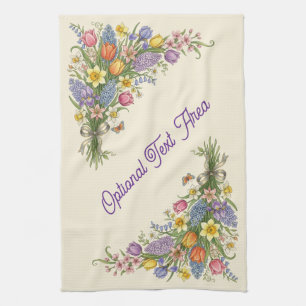 Oude lentedekendoek met bloemen voor Pasen Theedoek
