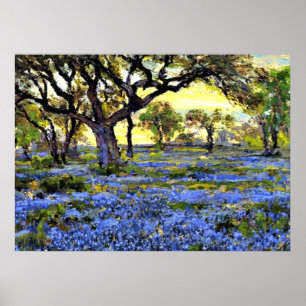 Oude levende eik- en blauwbonnenbomen - Onderdonk- Poster