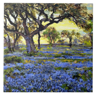 Oude levende eik- en blauwriemen tegeltje