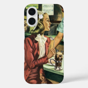 Oude liefde en romantiek, dame bij de frisdrankwin iPhone 16 hoesje