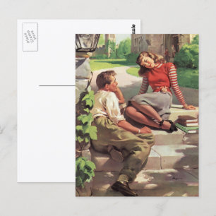 Oude liefde en romantiek, middelbare school gelief briefkaart