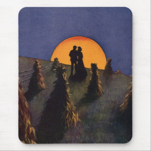 Oude liefde en romantiek, oogstmaan kus muismat